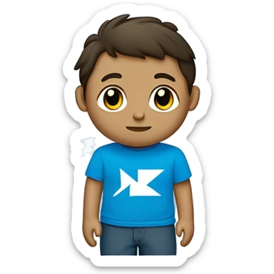 Un humain jeune  est brun qui porte un tee-shirt bleue avec écrit nz dessus qui tient un drapeau bleu avec écrit nz dessus qu'il soye heureux et des étoiles autour de lui sticker