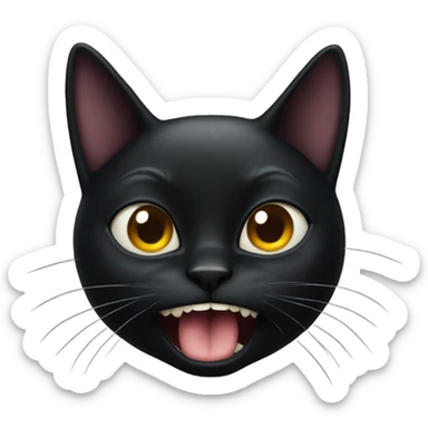 black cat doing weird face sticker