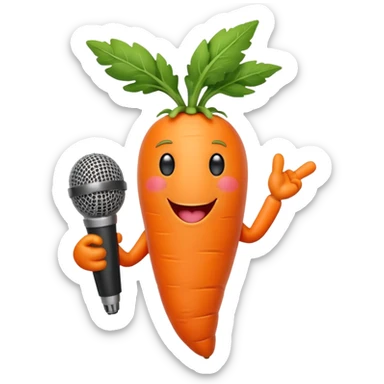 singing carrot with microphone sticker