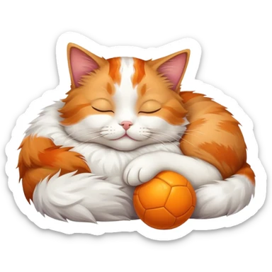 cat sleeping with ball sticker
