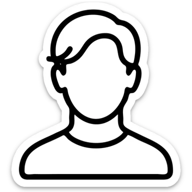 Kenan Yildiz in icon form, minimal details, focus on silhouette and hairstyle, outlined icon style sticker
