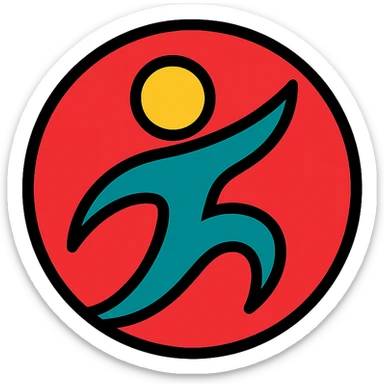 modern circular symbol with dynamic flowing shape, abstract athletic style, no text, no direct logo elements sticker