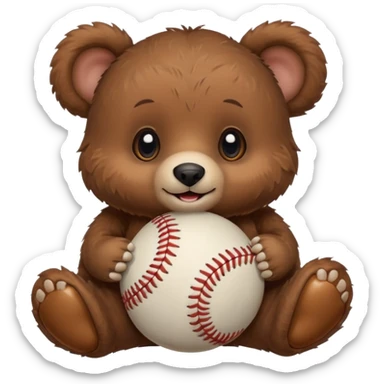 Baby bear with baseball sticker