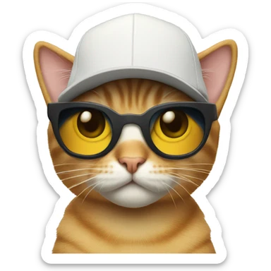 cat wearing a cap and sunglasses filming a movie sticker