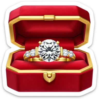 diamond jewelry ring in a red jewelry box sticker