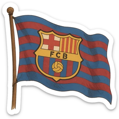 ghibli style Barcelona FC (Barça) flag sticker