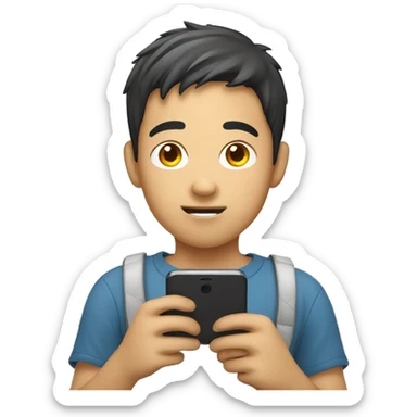 Asian boys texting on phone sticker