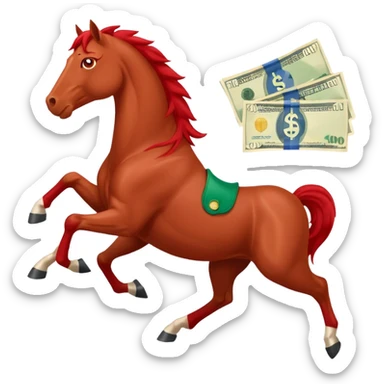 red horse agressive running money euros bills sticker