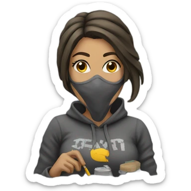 female graffiti writer sticker