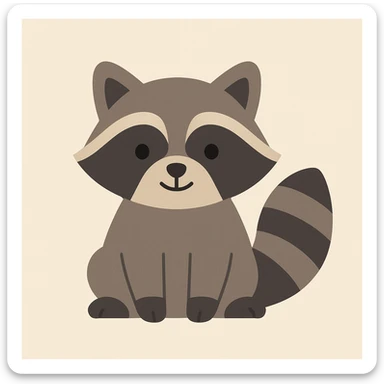 Flat design style raccoon sticker