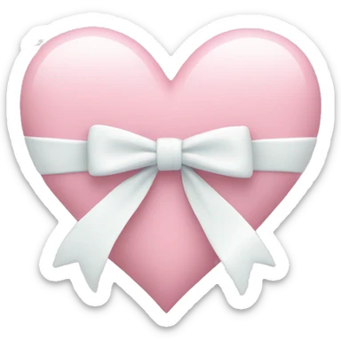 Pastel pink heart with white bow sticker