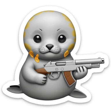 Baby seal with a gun sticker