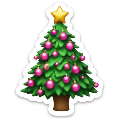 Christmas tree with pink ornaments sticker