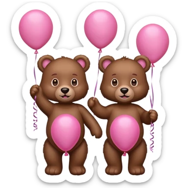 brown Satine bears in pink balloons  sticker
