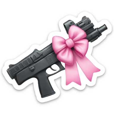 Kawaii gun with pink bow sticker