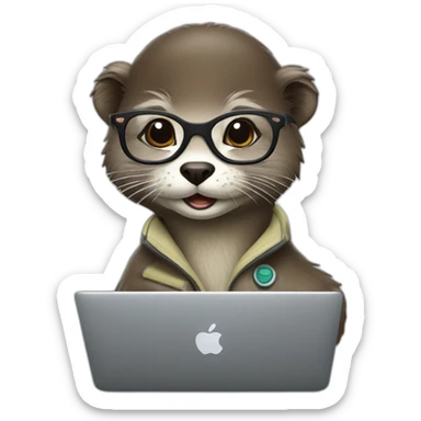 female vet otter with glasses use a macbook sticker