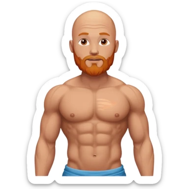 bald guy with a ginger beard and muscles with GODBODY tattoo on stomach only  sticker