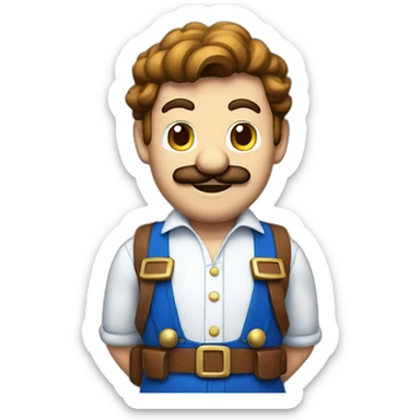 super mario as bavarian with a blue and white shirt sticker
