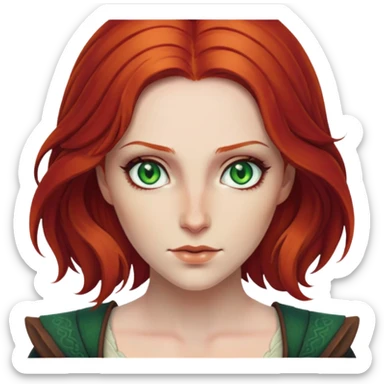 Triss Merigold from The Witcher with red hair and green eyes sticker