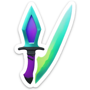 45° angle Aurora borealis purple teal lime green dagger knife sword sticker