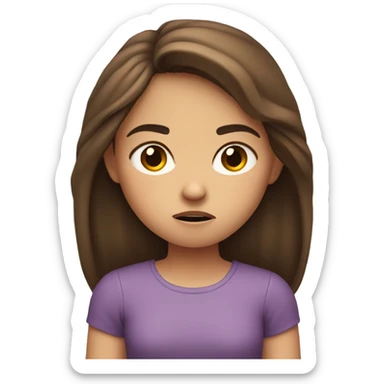 Grumpy 9 year old girl with brown hair sticker