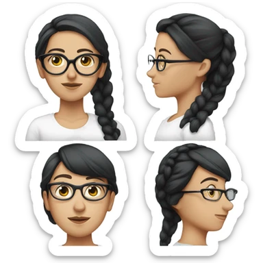 27-year-old white woman with glasses and straight black hair tied up sticker