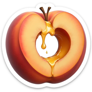 black hole in the middle of a peach. milk is leaking out of the hole sticker