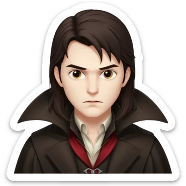Vampire Hunter D with dark brown long hair sticker