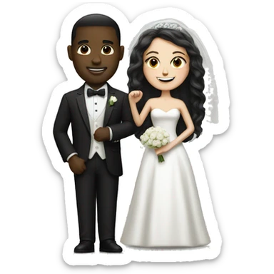 White bride and black groom sticker