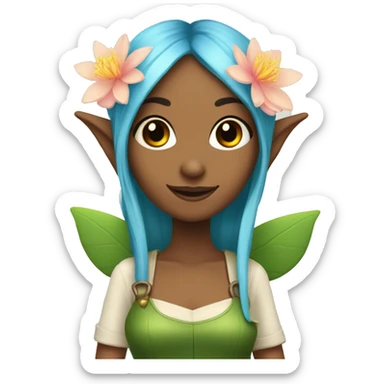 elf fairy mechanic with lotus flower in her hair  sticker