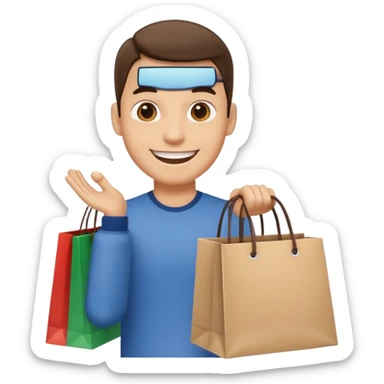 man with shopping bags sticker