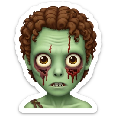 Zombie with lil bit curly medium brown hair sticker
