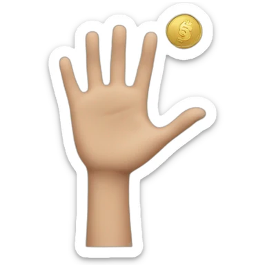 hand throwing a coin sticker