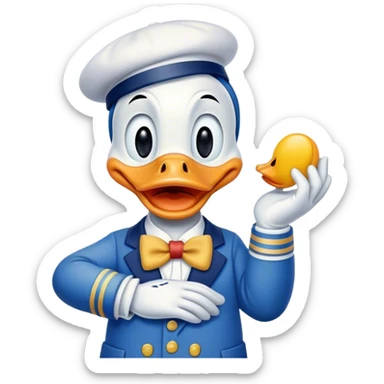 donald duck holding a  sticker