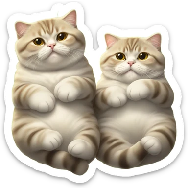 2 Scottish fold cats sunbathing belly up sticker