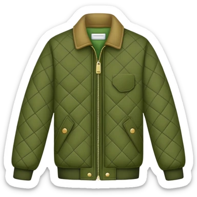 dark olive green jacket over a lighter green top sticker
