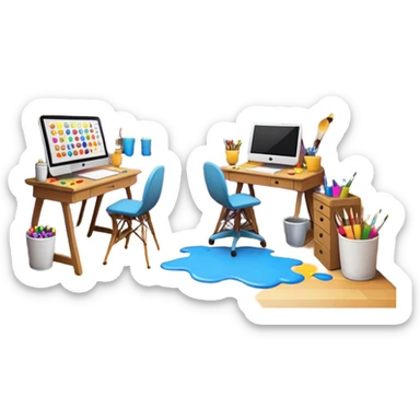 emoji room (cozy art studio) sticker