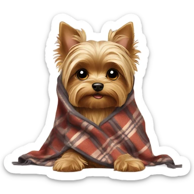 Yorkie dog with a blanket sticker