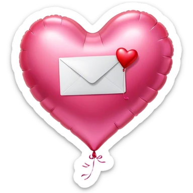 love letter in pink and red metallic heart-shaped balloons sticker