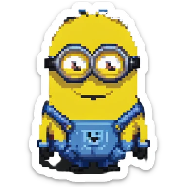 smiling Minion pixel art character sticker
