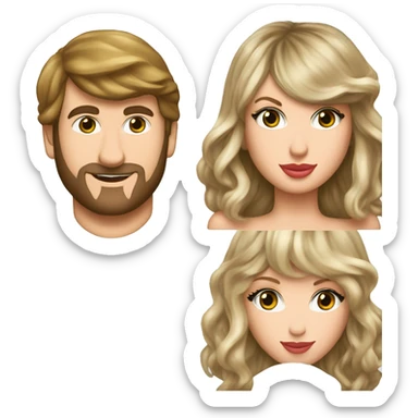 Taylor swift con el pelo liso junto a travis Kelcey  sticker