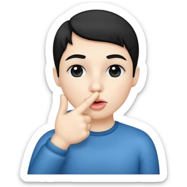 Solid White color Shh finger and hand emoji sticker