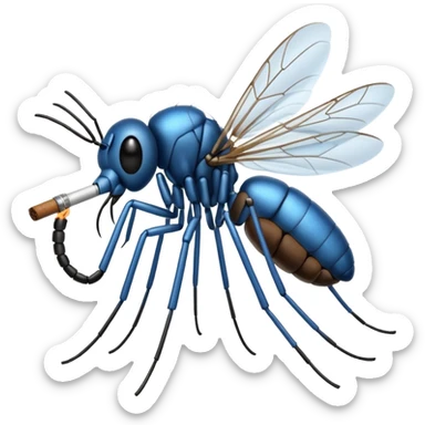 mosquito azul fumando un cigarro sticker