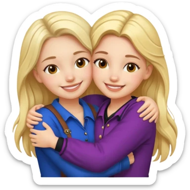 Girl hug a girl friend european bold sticker