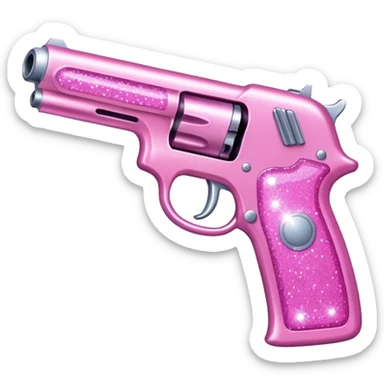 Pink glitter gun sticker