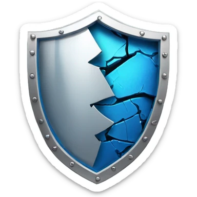 blue Broken cracked cyber shield sticker