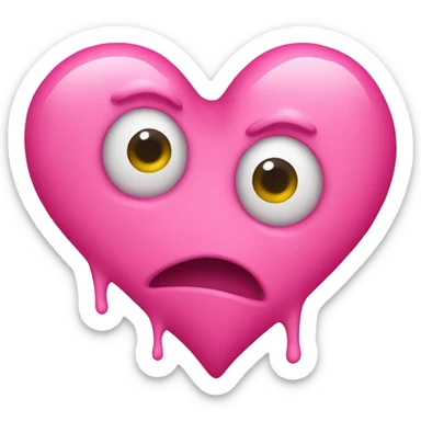 pink heart eye face emoji with pink barf sticker