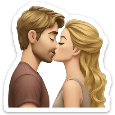 Blond woman kissing brunette man sticker