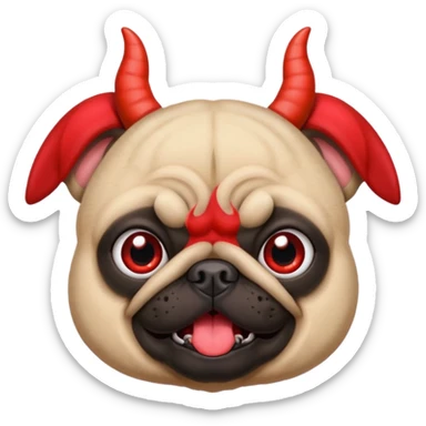 Pug dog with devil horns  sticker