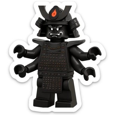 Garmadon, four arms, samurai armor, LEGO style, no text sticker